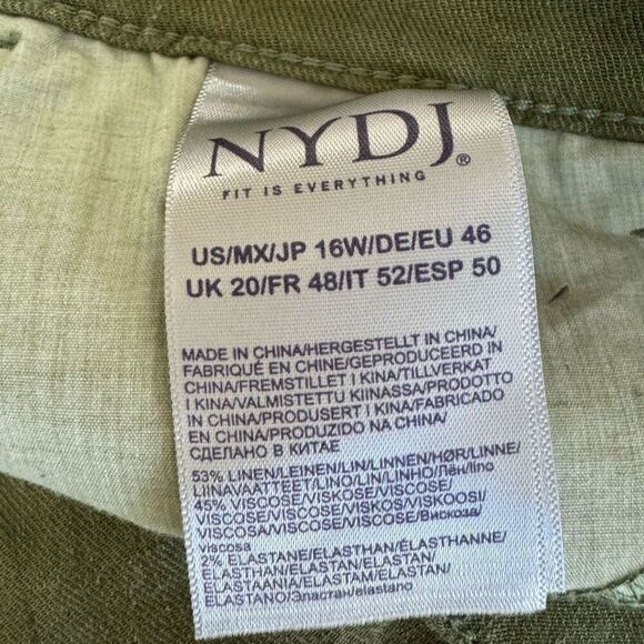 NYDJ Utility Pants In Stretch Linen olive green cropped size 16W - Picture 5 of 8
